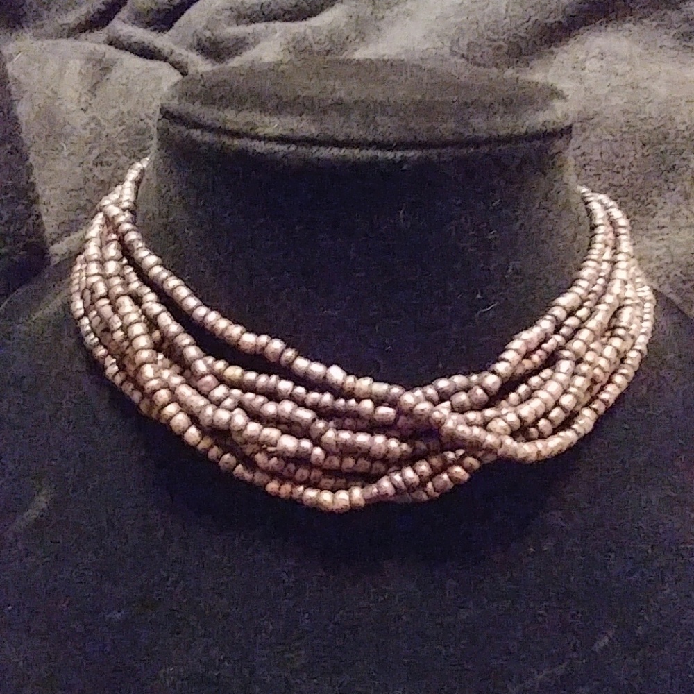 Purplish brown beaded choker.